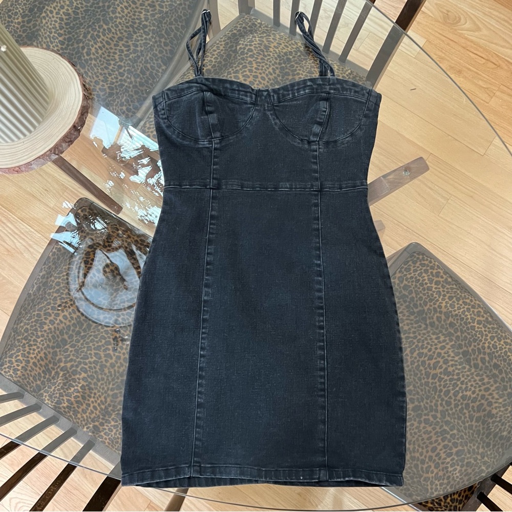 Black Strech Denim Mini Dress
